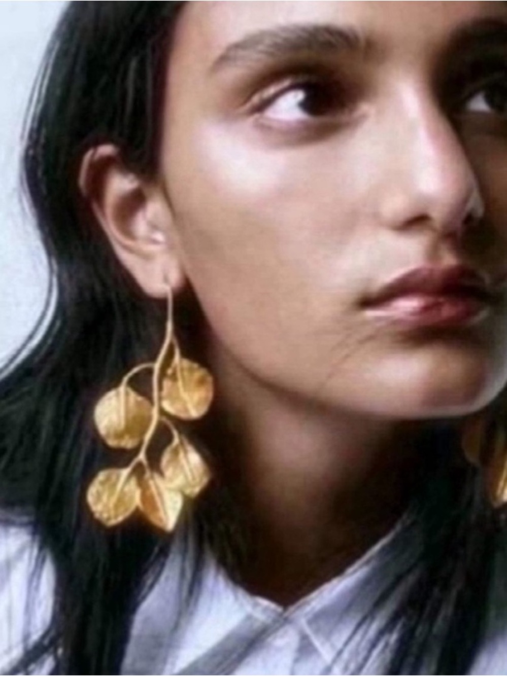 New! Boho Gold Leaf Drop Earrings (2011) NWOT